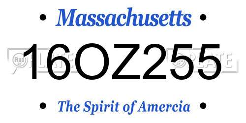 16OZ255 Massachusetts License Plate