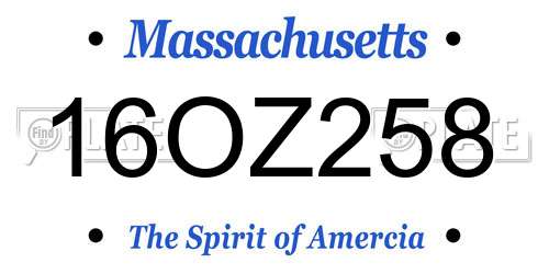 16OZ258 Massachusetts License Plate