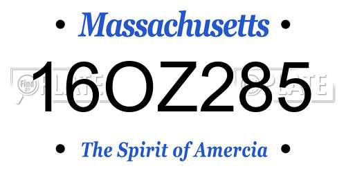 16OZ285 Massachusetts License Plate