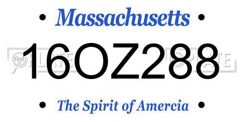16OZ288 Massachusetts License Plate