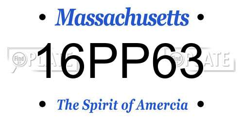 16PP63 Massachusetts License Plate