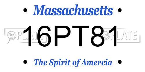 16PT81 Massachusetts License Plate