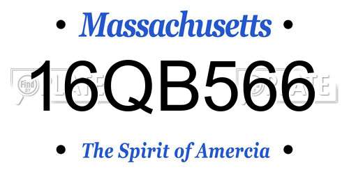 16QB566 Massachusetts License Plate