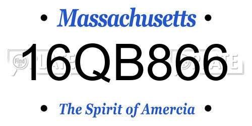 16QB866 Massachusetts License Plate