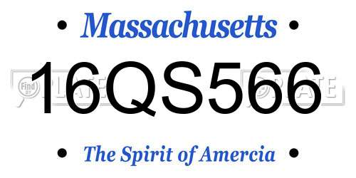 16QS566 Massachusetts License Plate