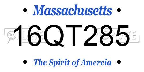 16QT285 Massachusetts License Plate