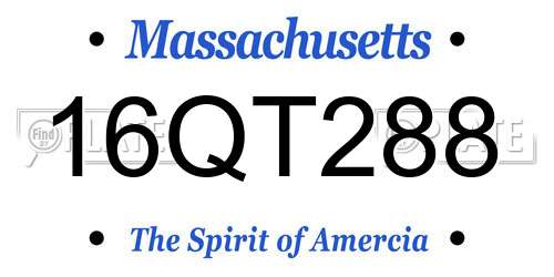 16QT288 Massachusetts License Plate