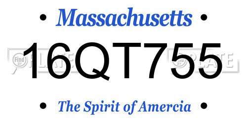 16QT755 Massachusetts License Plate