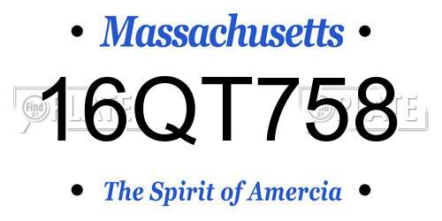 16QT758 Massachusetts License Plate