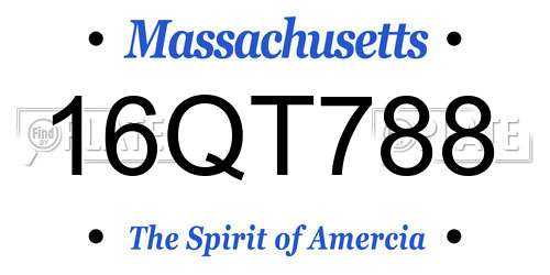 16QT788 Massachusetts License Plate