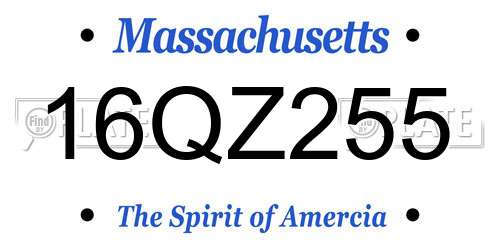 16QZ255 Massachusetts License Plate
