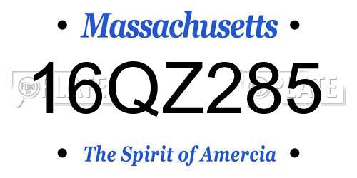 16QZ285 Massachusetts License Plate