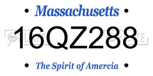 16QZ288 Massachusetts License Plate