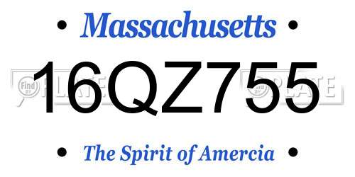 16QZ755 Massachusetts License Plate
