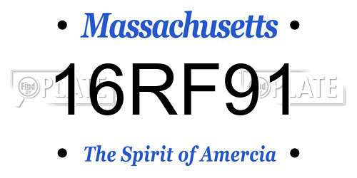 16RF91 Massachusetts License Plate