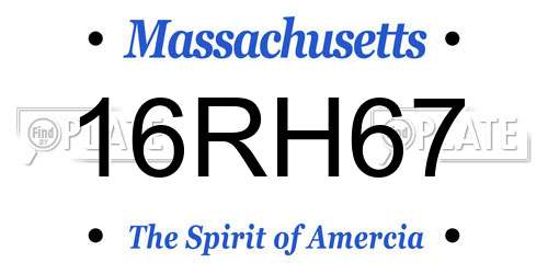 16RH67 Massachusetts License Plate