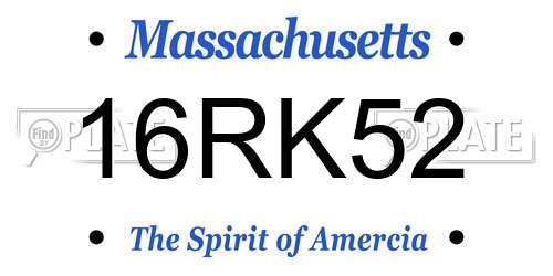 16RK52 Massachusetts License Plate