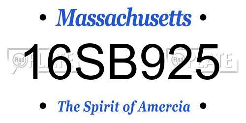 16SB925 Massachusetts License Plate