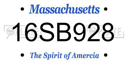 16SB928 Massachusetts License Plate