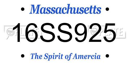 16SS925 Massachusetts License Plate