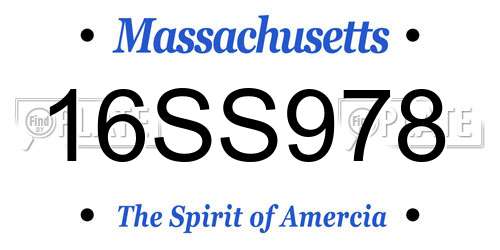 16SS978 Massachusetts License Plate