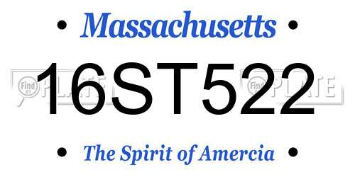 16ST522 Massachusetts License Plate