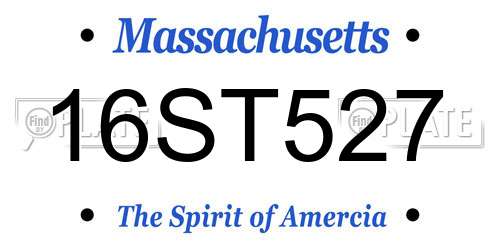 16ST527 Massachusetts License Plate