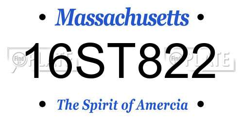 16ST822 Massachusetts License Plate