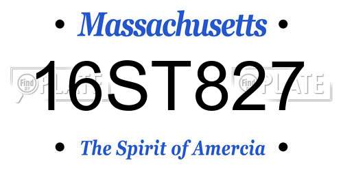 16ST827 Massachusetts License Plate