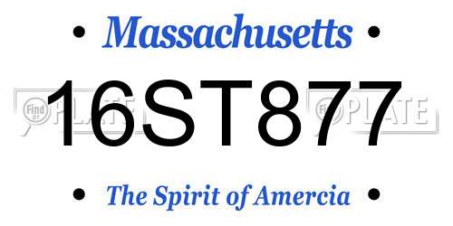16ST877 Massachusetts License Plate