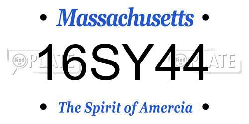 16SY44 Massachusetts License Plate