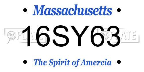 16SY63 Massachusetts License Plate