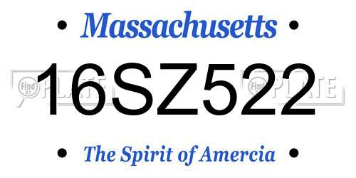 16SZ522 Massachusetts License Plate