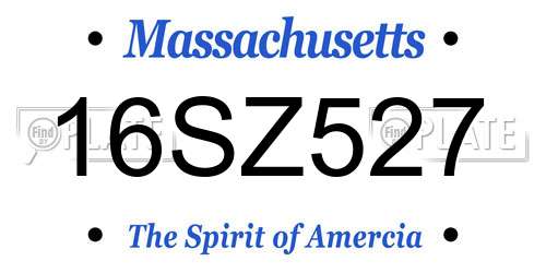 16SZ527 Massachusetts License Plate