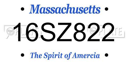 16SZ822 Massachusetts License Plate