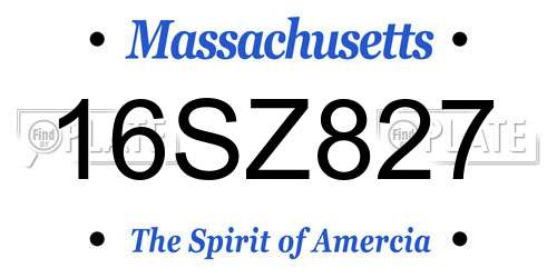 16SZ827 Massachusetts License Plate
