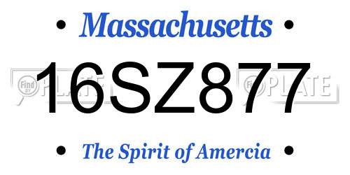 16SZ877 Massachusetts License Plate
