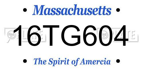 16TG604 Massachusetts License Plate