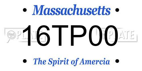16TP00 Massachusetts License Plate