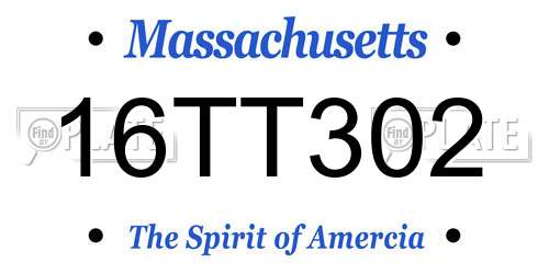 16TT302 Massachusetts License Plate