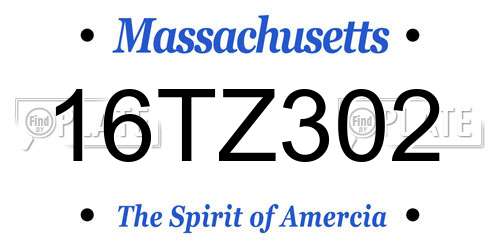 16TZ302 Massachusetts License Plate
