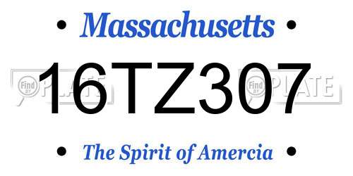 16TZ307 Massachusetts License Plate