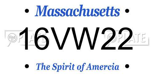 16VW22 Massachusetts License Plate
