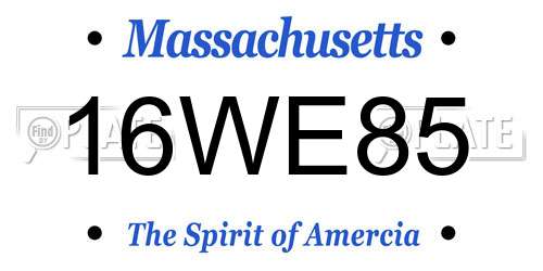 16WE85 Massachusetts License Plate
