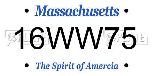 16WW75 Massachusetts License Plate