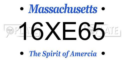 16XE65 Massachusetts License Plate