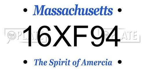 16XF94 Massachusetts License Plate