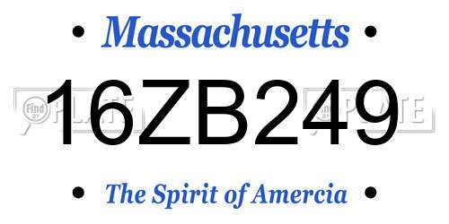 16ZB249 Massachusetts License Plate