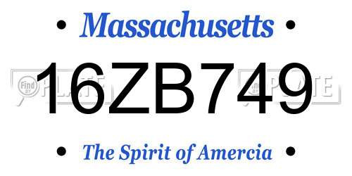 16ZB749 Massachusetts License Plate