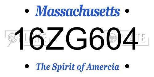 16ZG604 Massachusetts License Plate